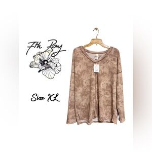 ✨ 7th Ray Neutral Tie-Dye Distressed Sweatshirt — NWT — Size XL ✨